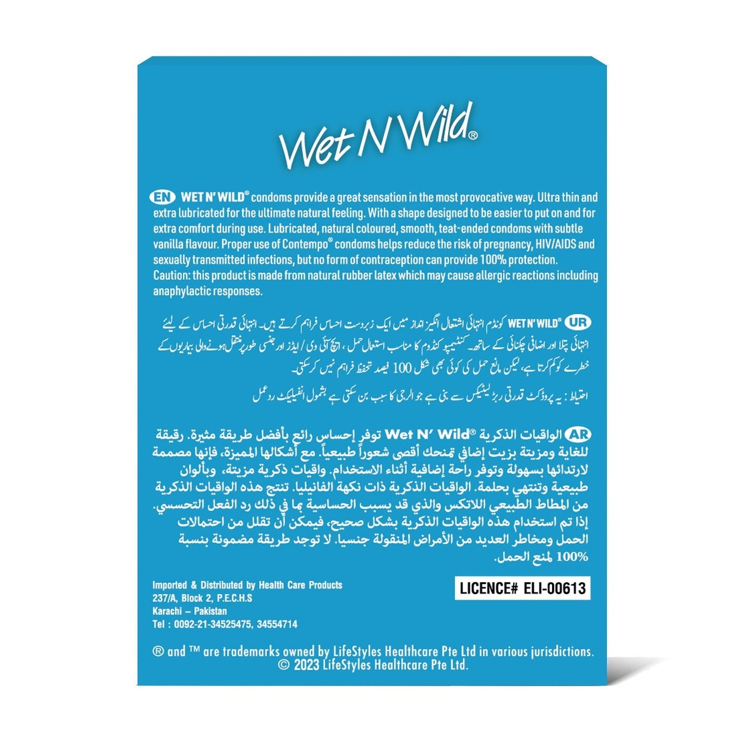 Wet N Wild® Extra Lubricated Condoms 3's [Bundle of 12 Boxes]